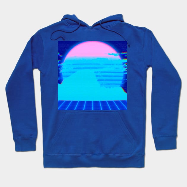 retrowave mountain VHS blue Hoodie by lofi_retrowave